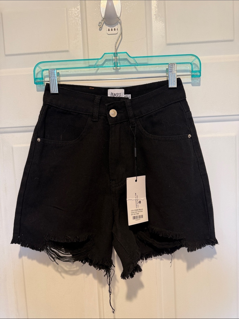 Princess Polly Kathleen High Rise Black Denim Shorts